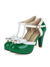 Retro T-Riemen Schleife High Heel Schuhe
